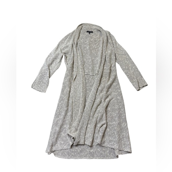 Eileen Fisher Linen Blend Slub Knit Shawl Collar Open Cardigan Sweater Oatmeal M - Picture 1 of 4